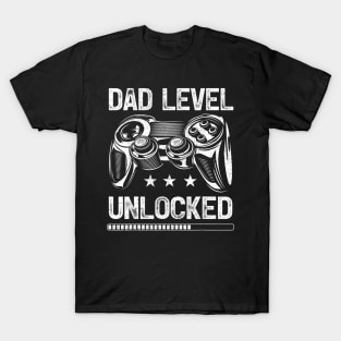 Mens Dad Level Unlocked  Video Gamer Father's Day T-Shirt